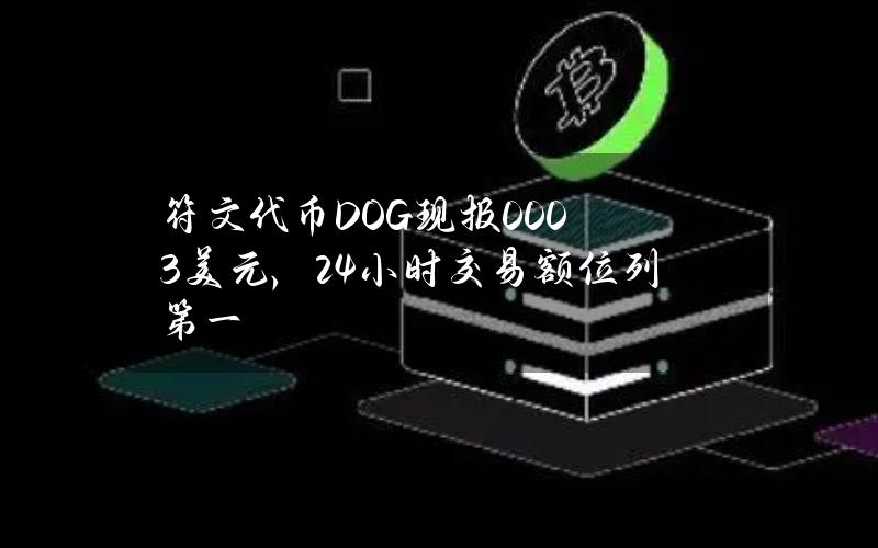 符文代币DOG现报0.003美元，24小时交易额位列第一