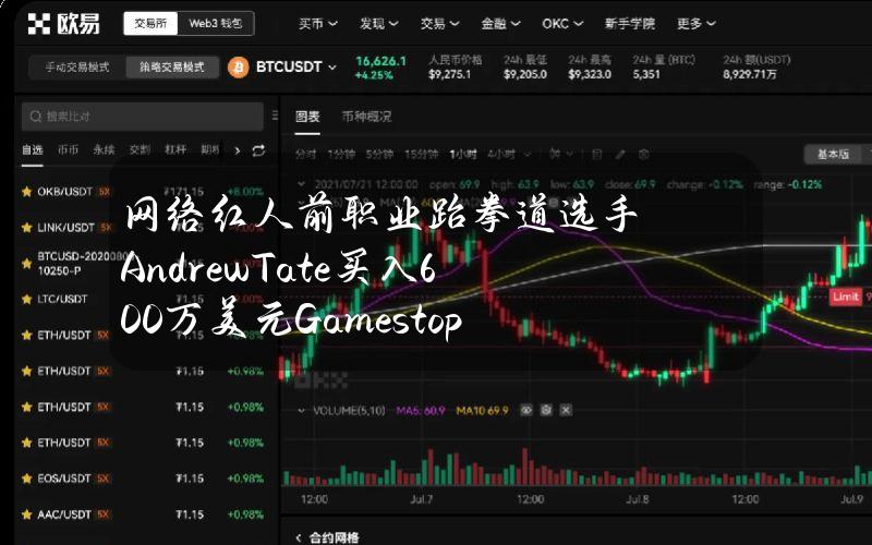 网络红人前职业跆拳道选手AndrewTate买入600万美元Gamestop股票