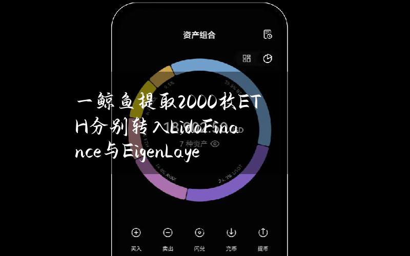 一鲸鱼提取2000枚ETH分别转入LidoFinance与EigenLayer