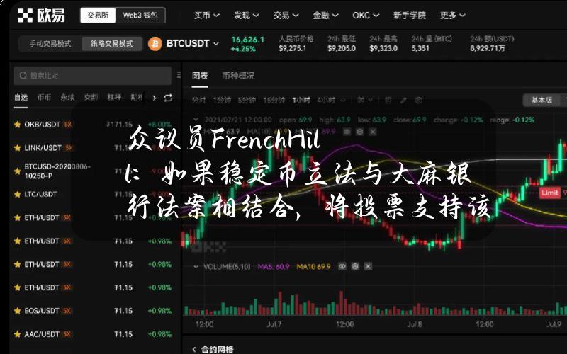 众议员FrenchHill：如果稳定币立法与大麻银行法案相结合，将投票支持该法案