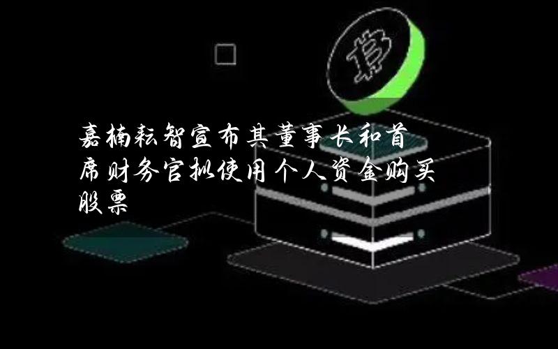 嘉楠耘智宣布其董事长和首席财务官拟使用个人资金购买股票