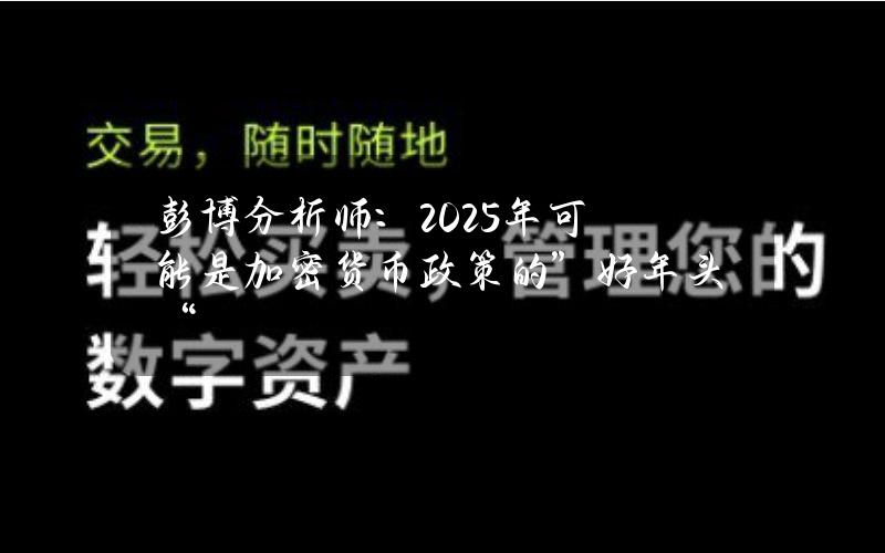 彭博分析师：2025年可能是加密货币政策的”好年头“