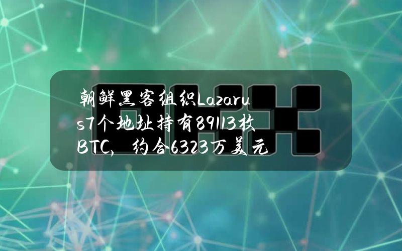 朝鲜黑客组织Lazarus7个地址持有891.13枚BTC，约合6323万美元