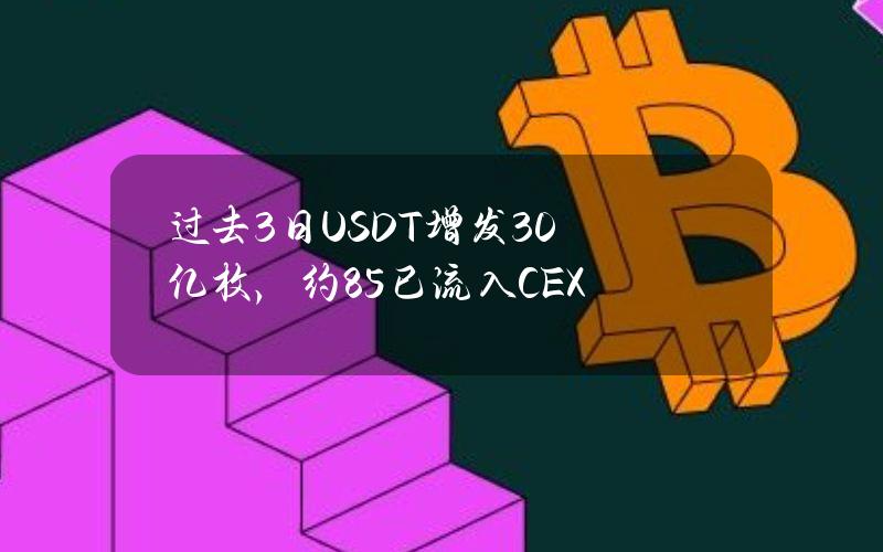 过去3日USDT增发30亿枚，约85%已流入CEX