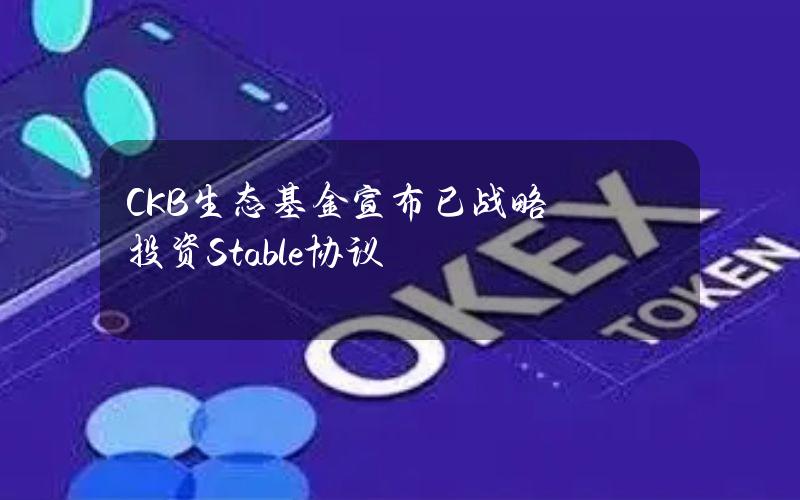 CKB生态基金宣布已战略投资Stable协议