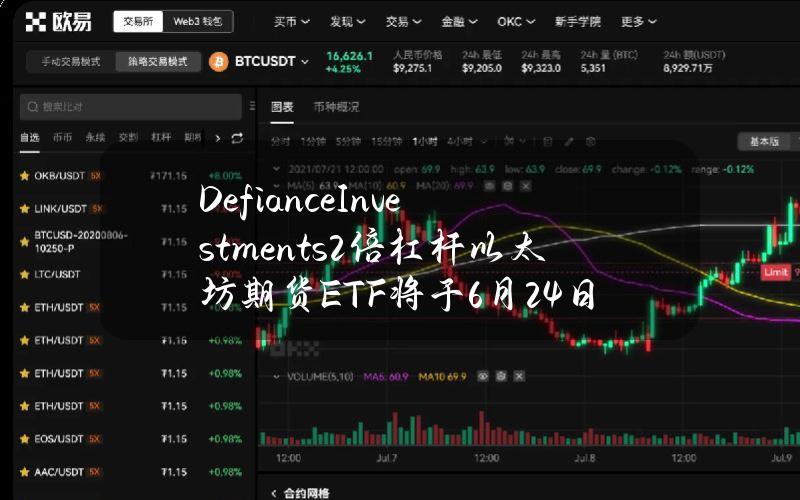 DefianceInvestments2倍杠杆以太坊期货ETF将于6月24日生效