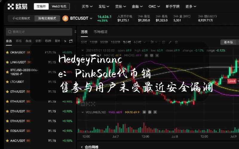 HedgeyFinance：PinkSale代币销售参与用户未受最近安全漏洞影响