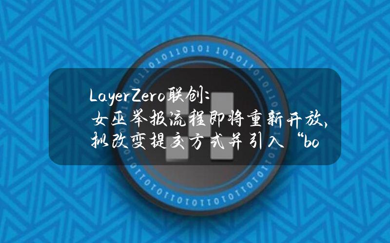 LayerZero联创：女巫举报流程即将重新开放，拟改变提交方式并引入“bond”