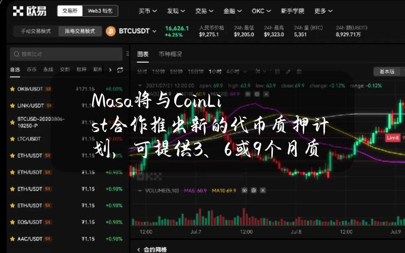 Masa将与CoinList合作推出新的代币质押计划，可提供3、6或9个月质押期