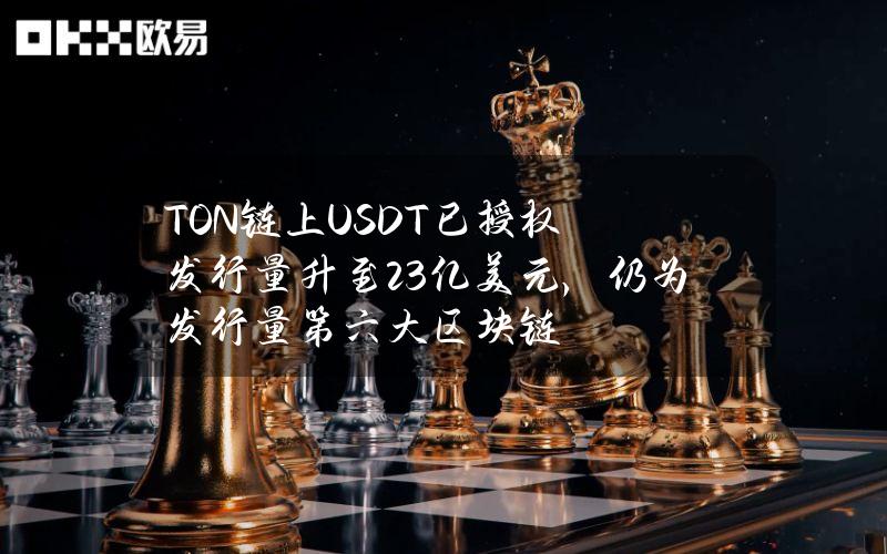 TON链上USDT已授权发行量升至2.3亿美元，仍为发行量第六大区块链